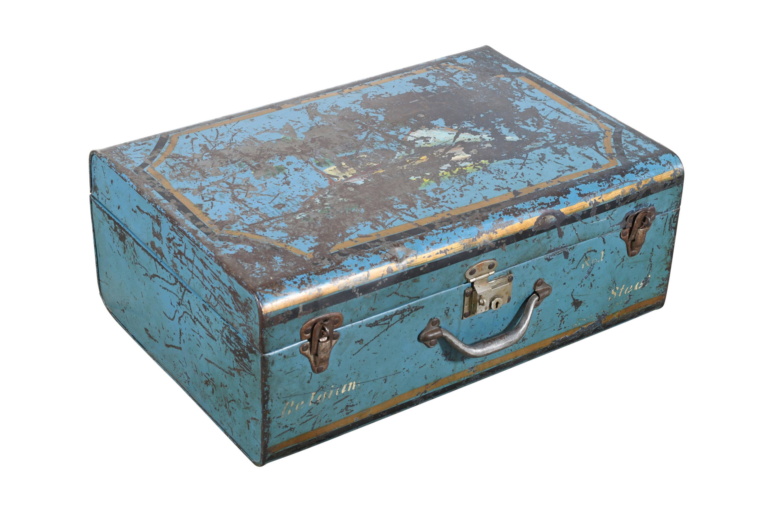 Vintage Indian Metal Travel Chest Coffee Table Storage Trunk - Image 2