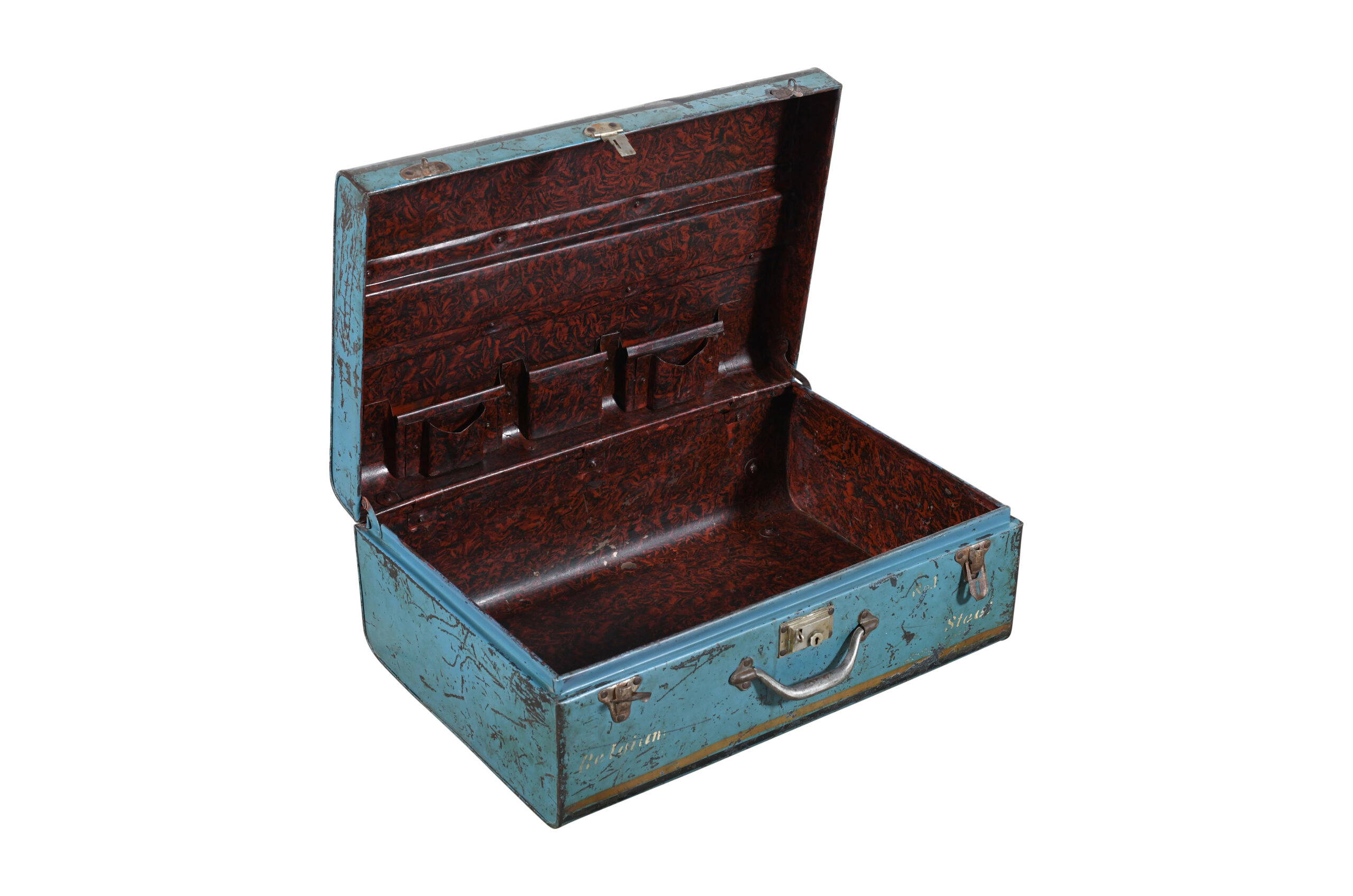 Vintage Indian Metal Travel Chest Coffee Table Storage Trunk - Image 3