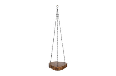 Reclaimed Indian Hard Wood Hanging Planter Base With Iron Chain & S Hook.