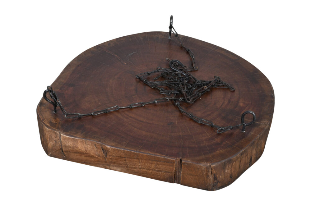 Reclaimed Indian Hard Wood Hanging Planter Base With Iron Chain & S Hook. - Image 2