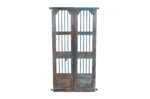 Antique Indian Painted Teak Wood Jali Door Garden Gate Pair