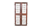 Antique Indian Painted Teak Wood Jali Door Garden Gate Pair