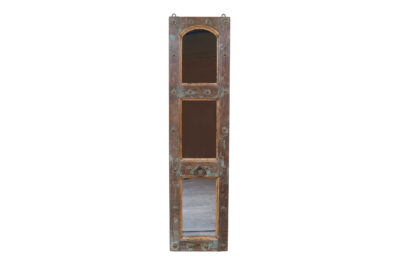 Antique Indian Painted Teak Wood Jali Door Mirror Garden Or Home