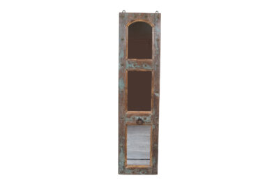 Antique Indian Painted Teak Wood Jali Door Mirror Garden Or Home