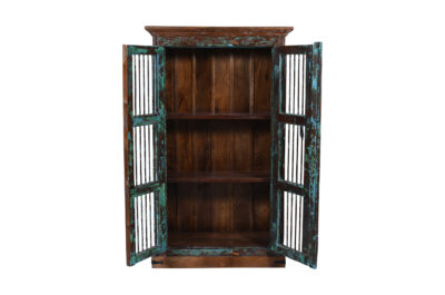 Vintage Indian Teak Wood Pinjara Cabinet For Kitchen Or Home
