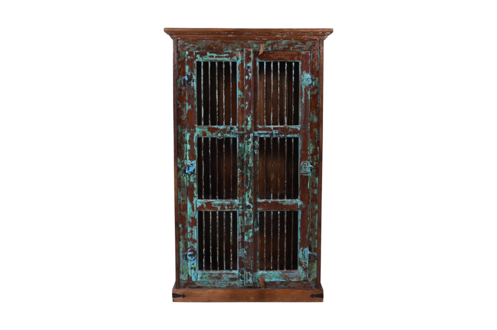 Vintage Indian Teak Wood Pinjara Cabinet For Kitchen Or Home - Image 2