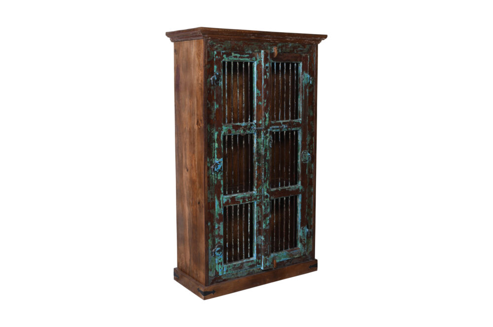 Vintage Indian Teak Wood Pinjara Cabinet For Kitchen Or Home - Image 3