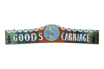 Vintage Indian Painted Teak Wood Fairground Sign