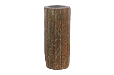 Antique Indian Reclaimed Painted Teak Wood Column Pillar Candle Holder