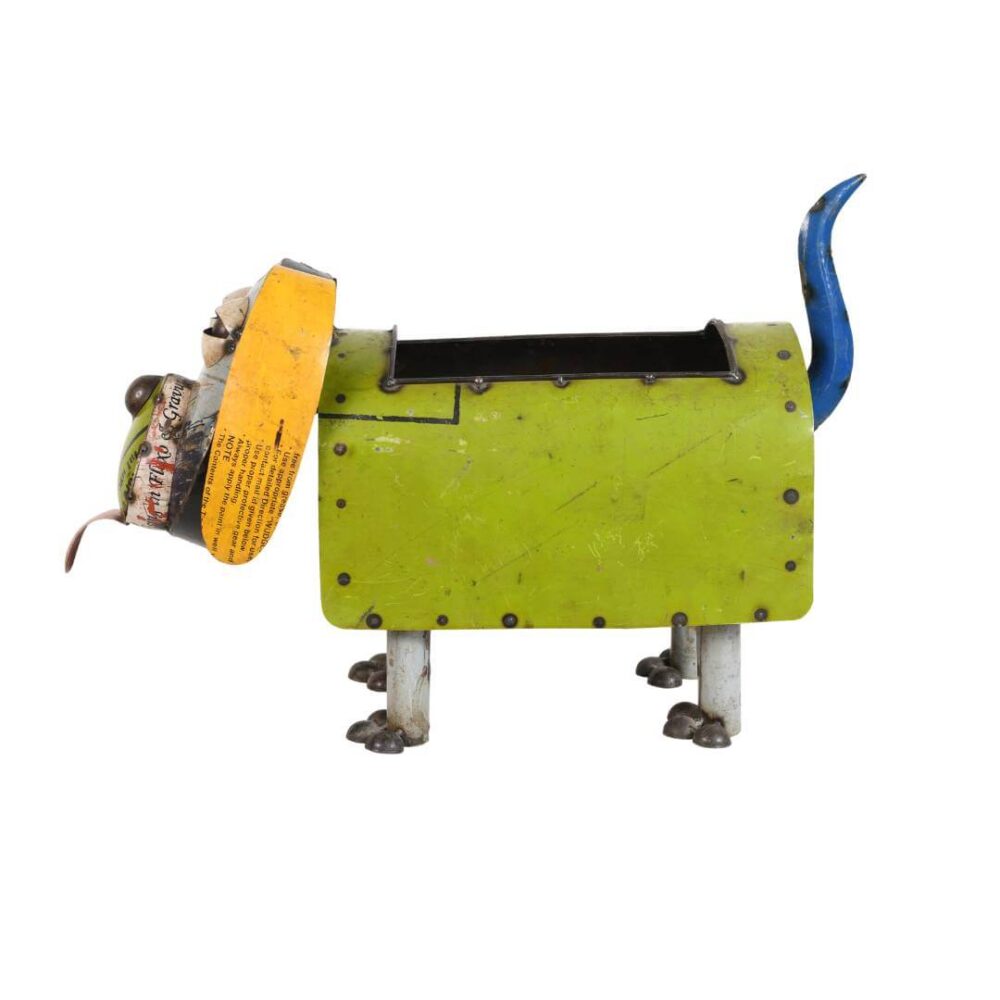 Recycled Iron Dog Planter - Handcrafted Fair Trade Garden Sculpture - Image 4