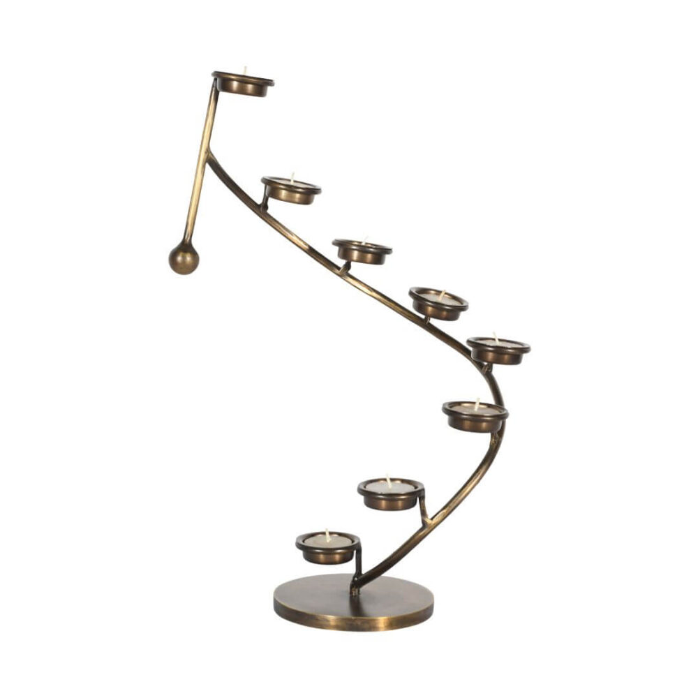 Vintage Indian Iron 8 Tier Spiral Tealight Candelabra - Image 2