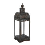 Indian Artisan Made Heavyweight Iron and Glass Vintage-Inspired Candle Lantern