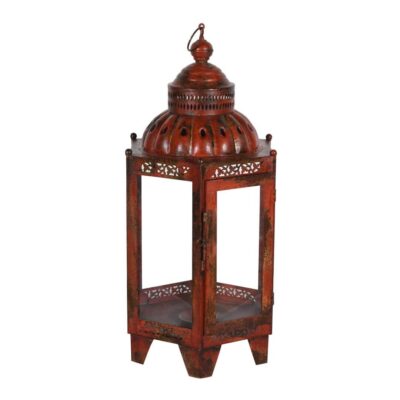 Indian Artisan Made Heavyweight Iron and Glass Vintage-Inspired Candle Lantern – Handcrafted in Rajasthan