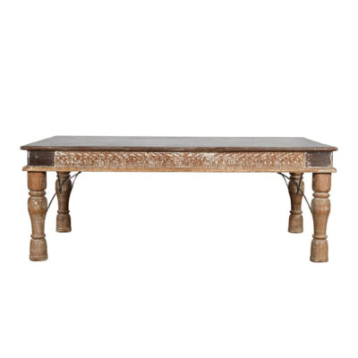 Original Antique Indian Teak Wood Thakat Coffee Table - c1890