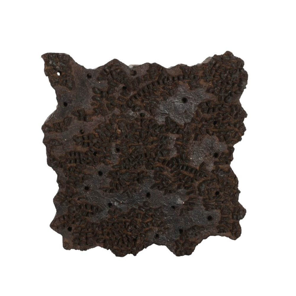 Antique Indian Hand-Carved Teak Wood Printing Block c.1930 | Abstract Pattern