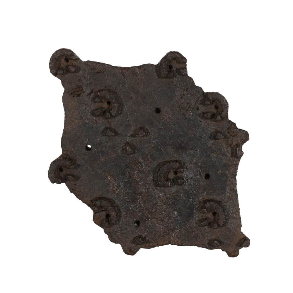Antique Indian Hand-Carved Teak Wood Printing Block c.1930 | Spiritual Pattern