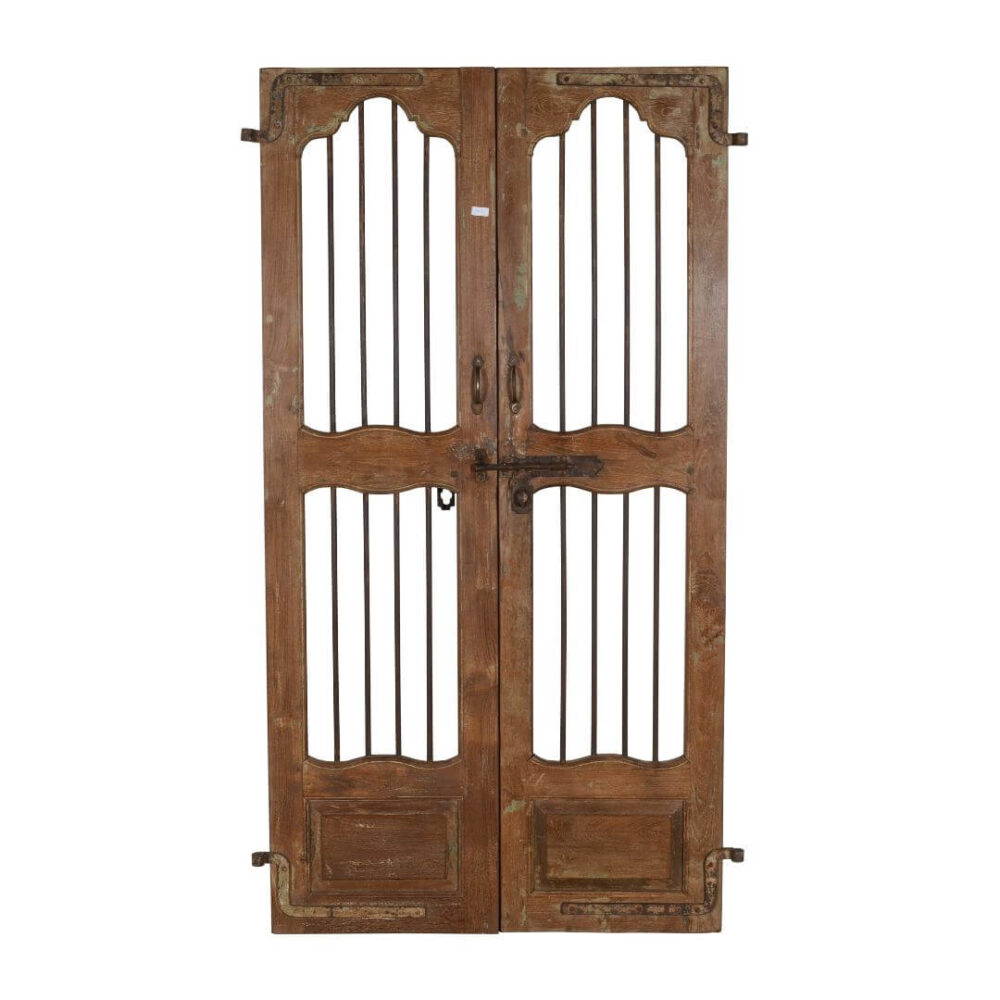 Antique Indian Teak Wood and Iron Jali Doors (185cm x 106cm) | c.1880-1900