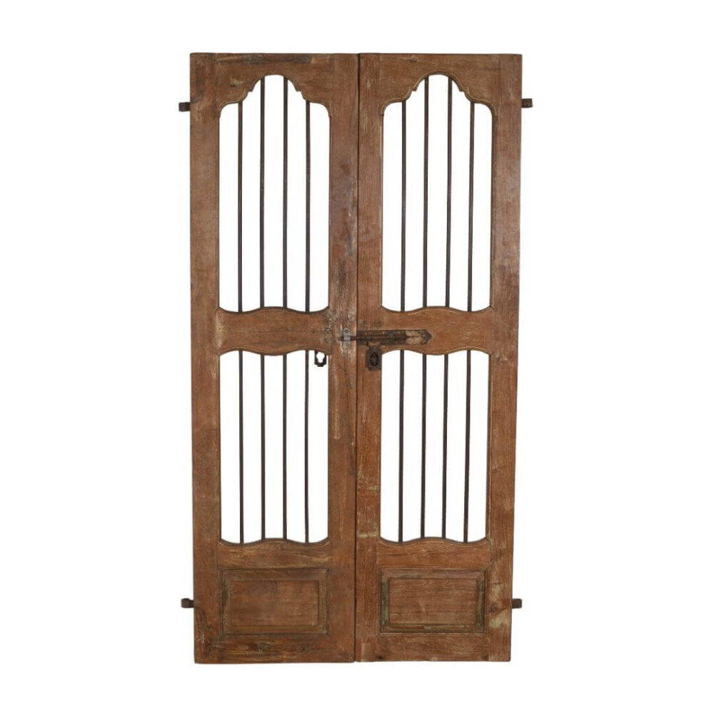 Antique Indian Teak Wood and Iron Jali Doors (185cm x 106cm) | c.1880-1900 - Image 3