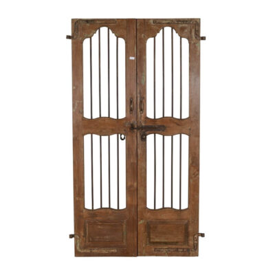 Antique Indian Teak Wood and Iron Jali Doors (185cm x 106cm) | c.1880-1900