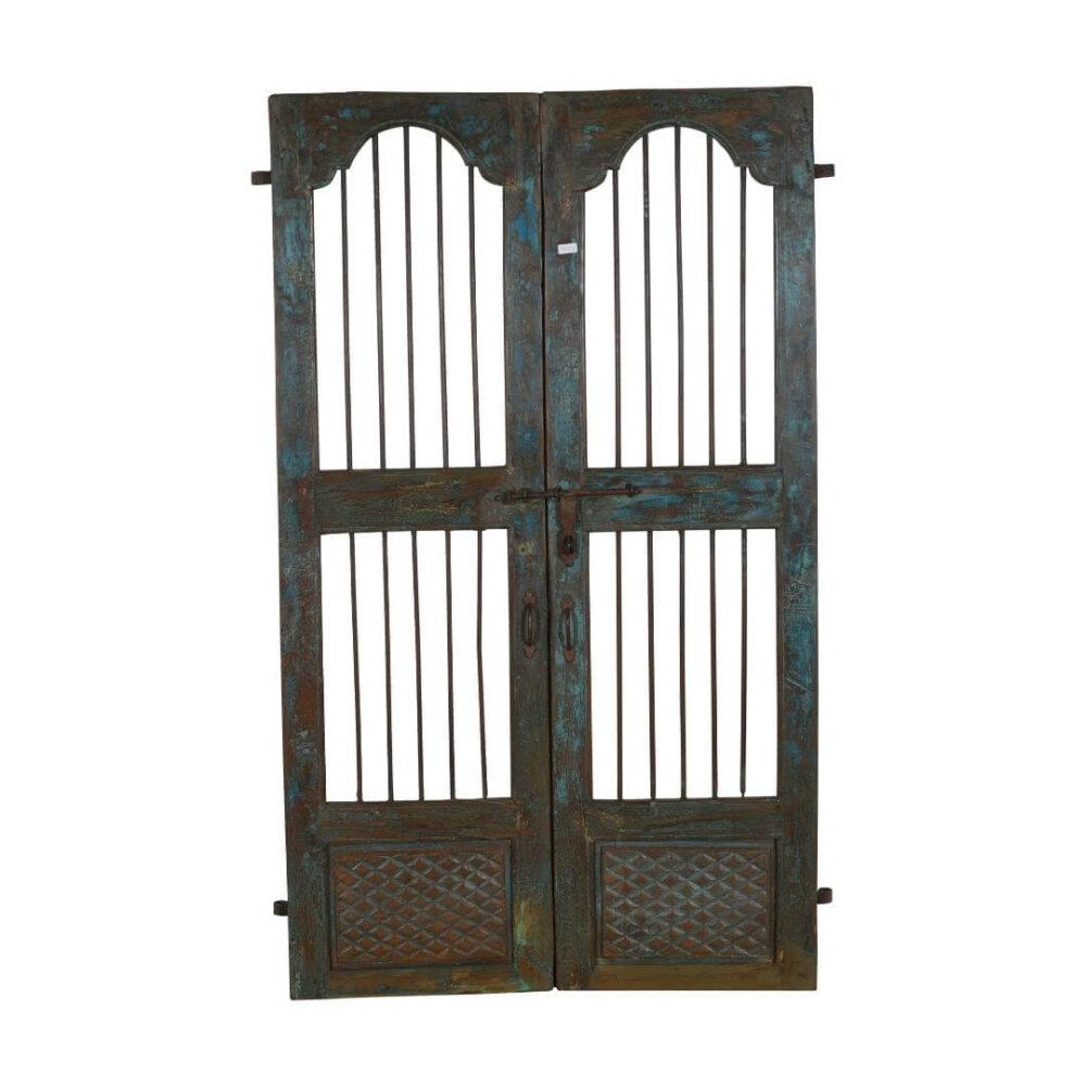 Antique Indian Teak Wood and Iron Jali Doors (187cm x 106cm) | c.1880-1900