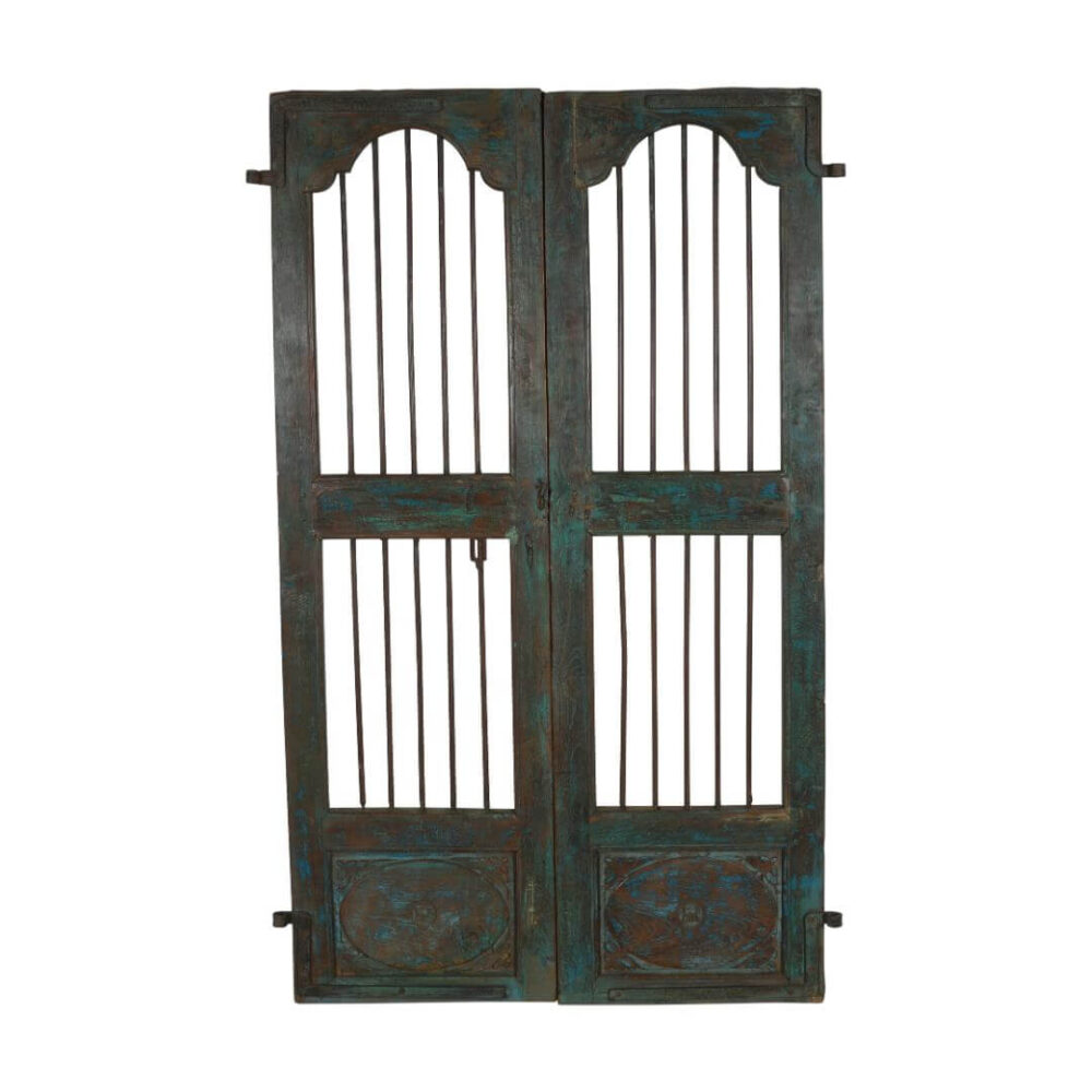 Antique Indian Teak Wood and Iron Jali Doors (187cm x 106cm) | c.1880-1900 - Image 3