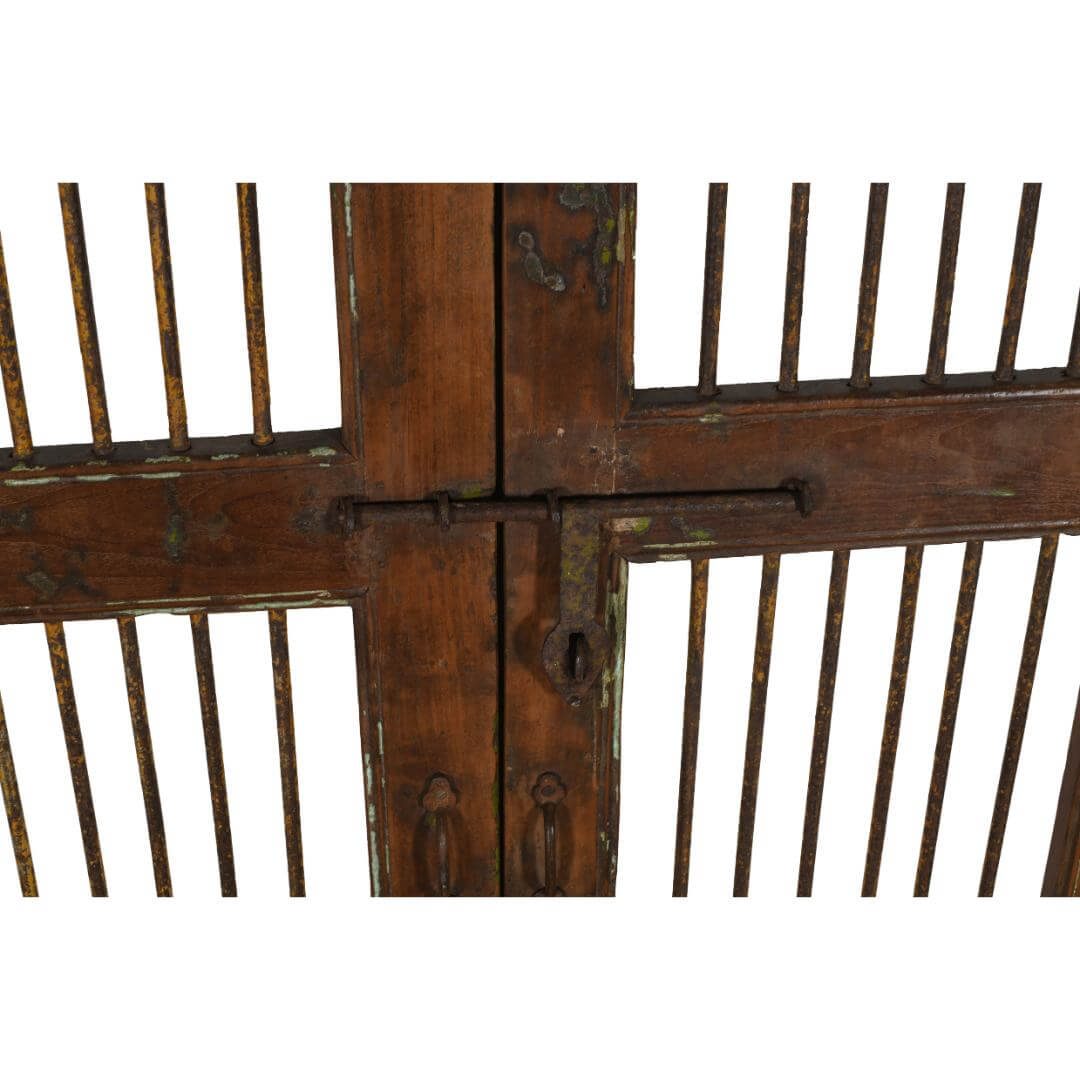 Antique Indian Teak Wood and Iron Jali Doors (182cm x 106cm) | c.1880-1900 - Image 2