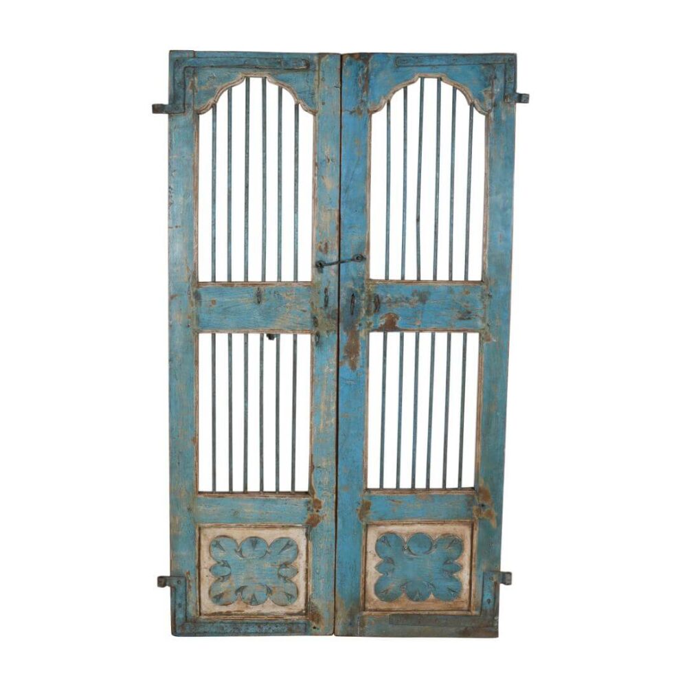 Antique Indian Teak Wood and Iron Jali Doors (165cm x 106cm) | c.1880-1900