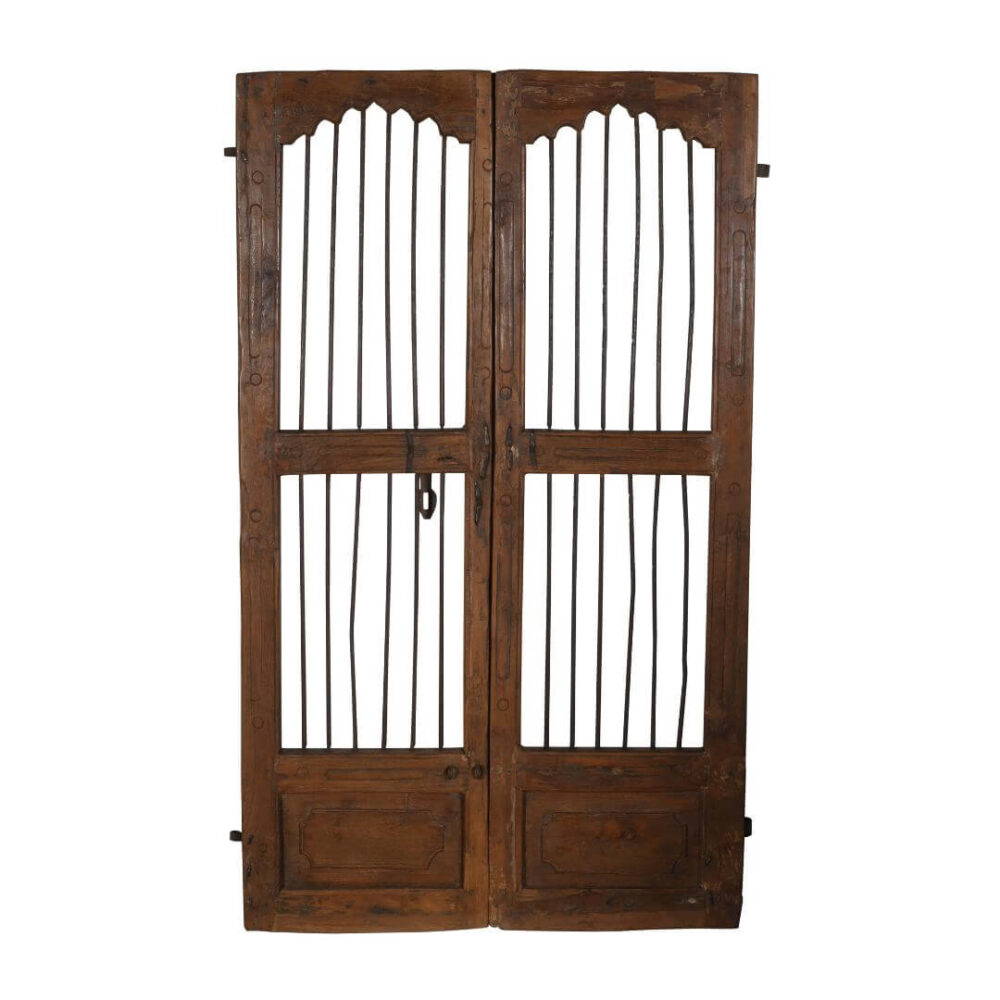 Antique Indian Teak Wood and Iron Jali Doors (174cm x 107cm) | c.1880-1900