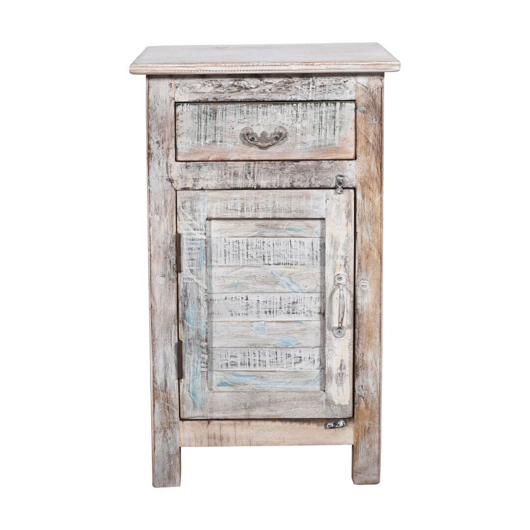 Fine Vintage Pair of Indian Bedside Cabinets - Reclaimed Wood with Patina - Image 2