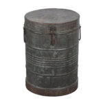 Antique Indian Iron Rice/Grain Storage Bin - Vintage Log Bin - 32 x 32 x 44 CM