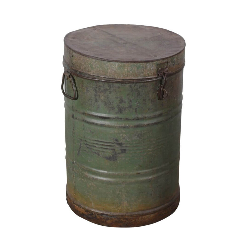 Antique Indian Iron Rice/Grain Storage Bin - Vintage Log Bin - 38 x 38 x 56 CM - Image 3