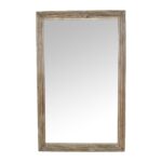 Large Antique Indian Teak Window Mirror – 19th Century Repurposed Window Frame