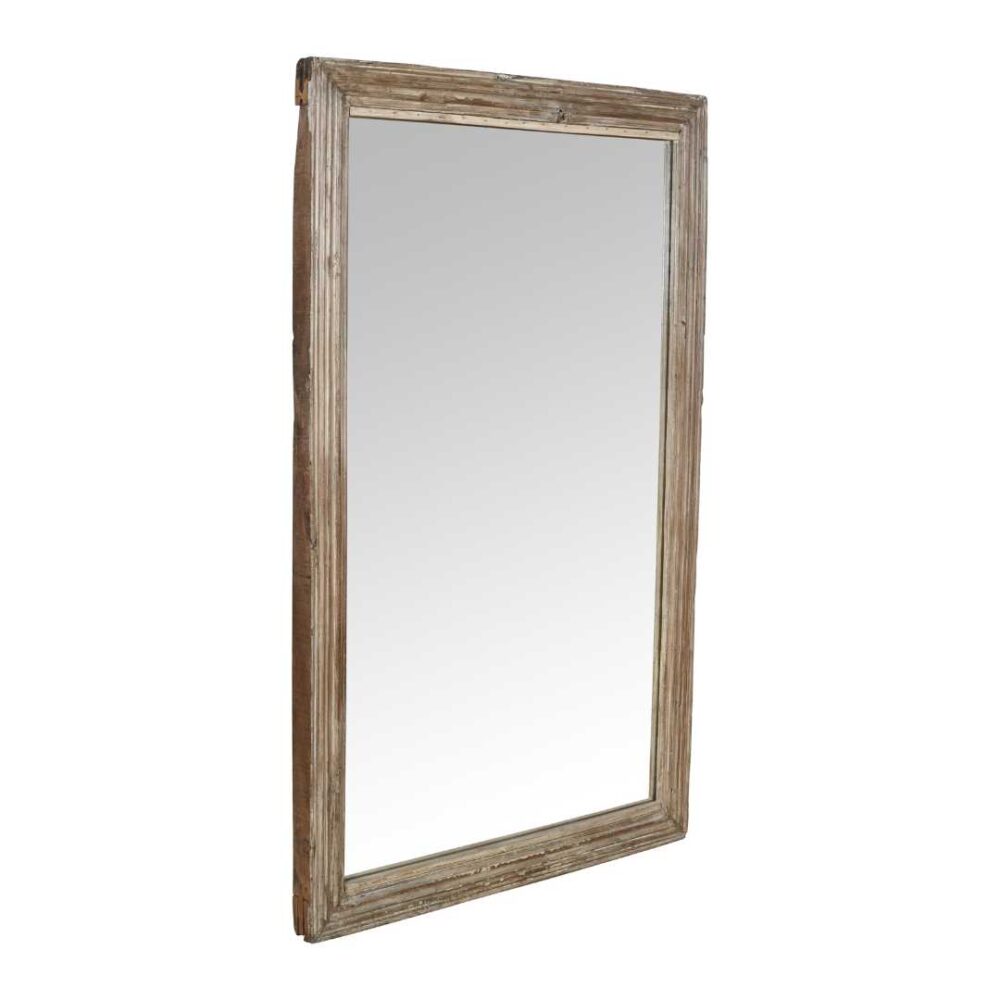 Large Antique Indian Teak Window Mirror – 19th Century Repurposed Window Frame - Image 4
