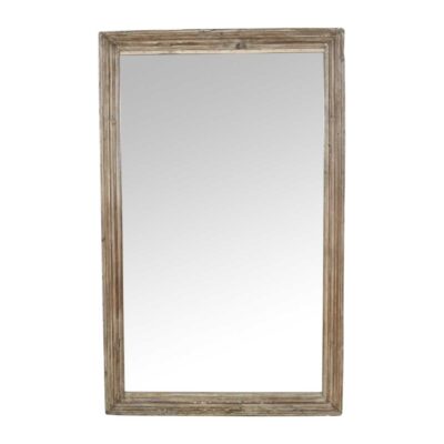 Large Antique Indian Teak Window Mirror – 19th Century Repurposed Window Frame