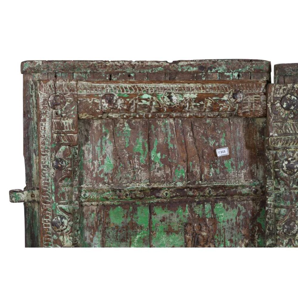 Large Antique Indian Teak Wood Havelli Entrance Doors – 19th Century Gujarat Salvage - Image 3