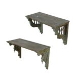 Pair of Large Antique Indian Teak Wood Wall Brackets and Shelf – 19th Century Havelli Salvage