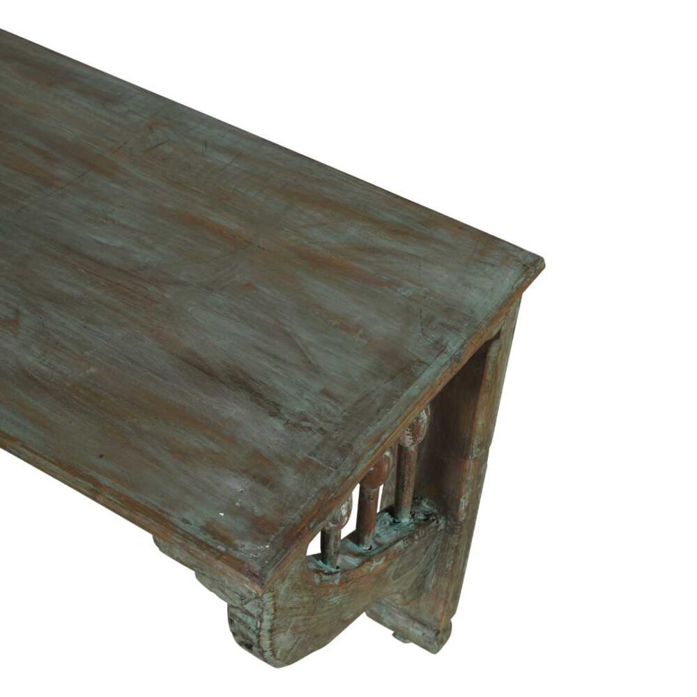 Pair of Large Antique Indian Teak Wood Wall Brackets and Shelf – 19th Century Havelli Salvage - Image 6
