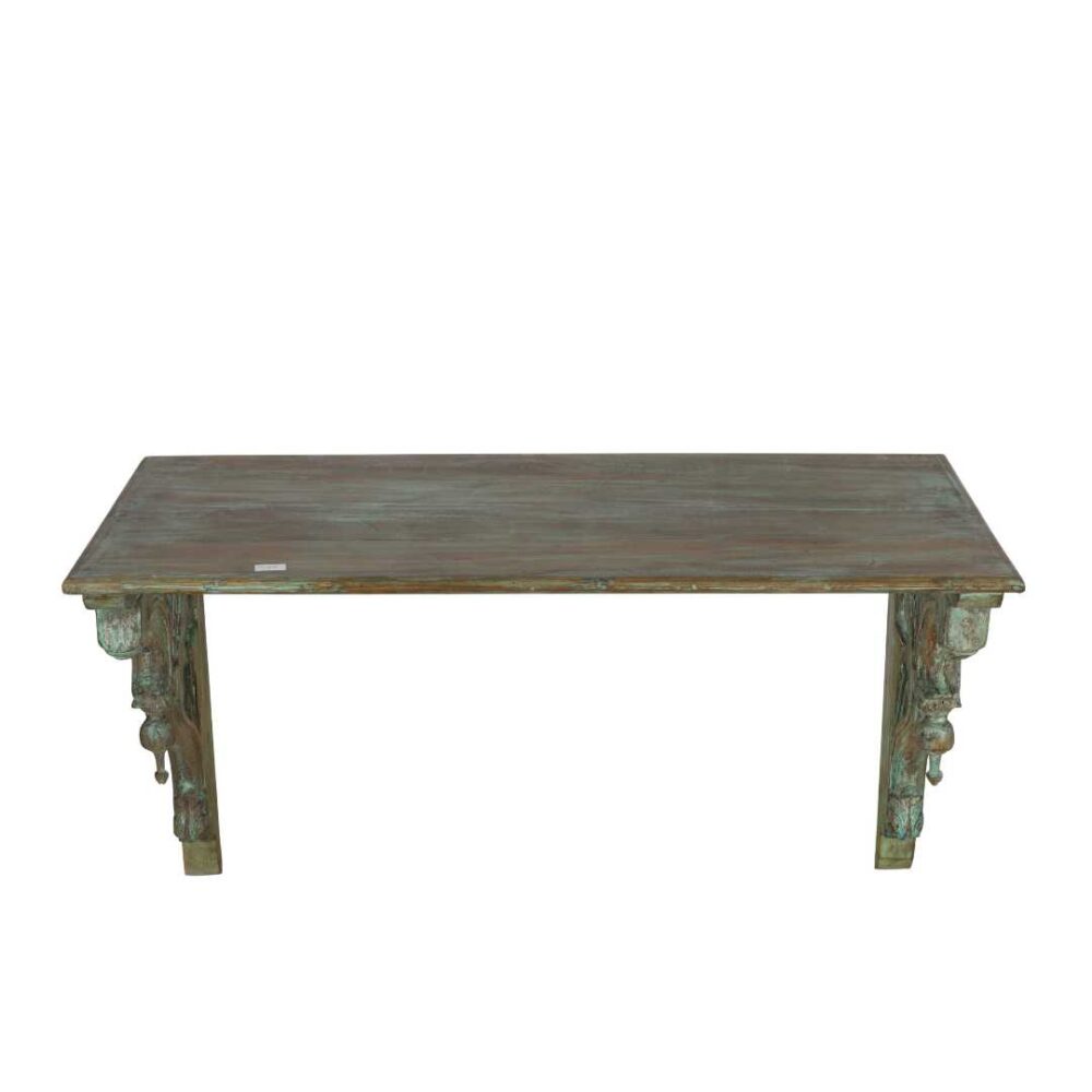 Pair of Large Antique Indian Teak Wood Wall Brackets and Shelf – 19th Century Havelli Salvage - Image 3