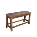 Antique Indian Teak Wood Hall Bench – Earthy Mid-Brown Patina (c1930)
