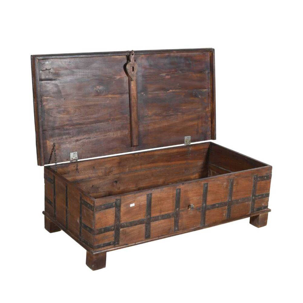 Antique Surti Teak Wood Coffee Table Chest – 19th Century Gujarat - Image 2