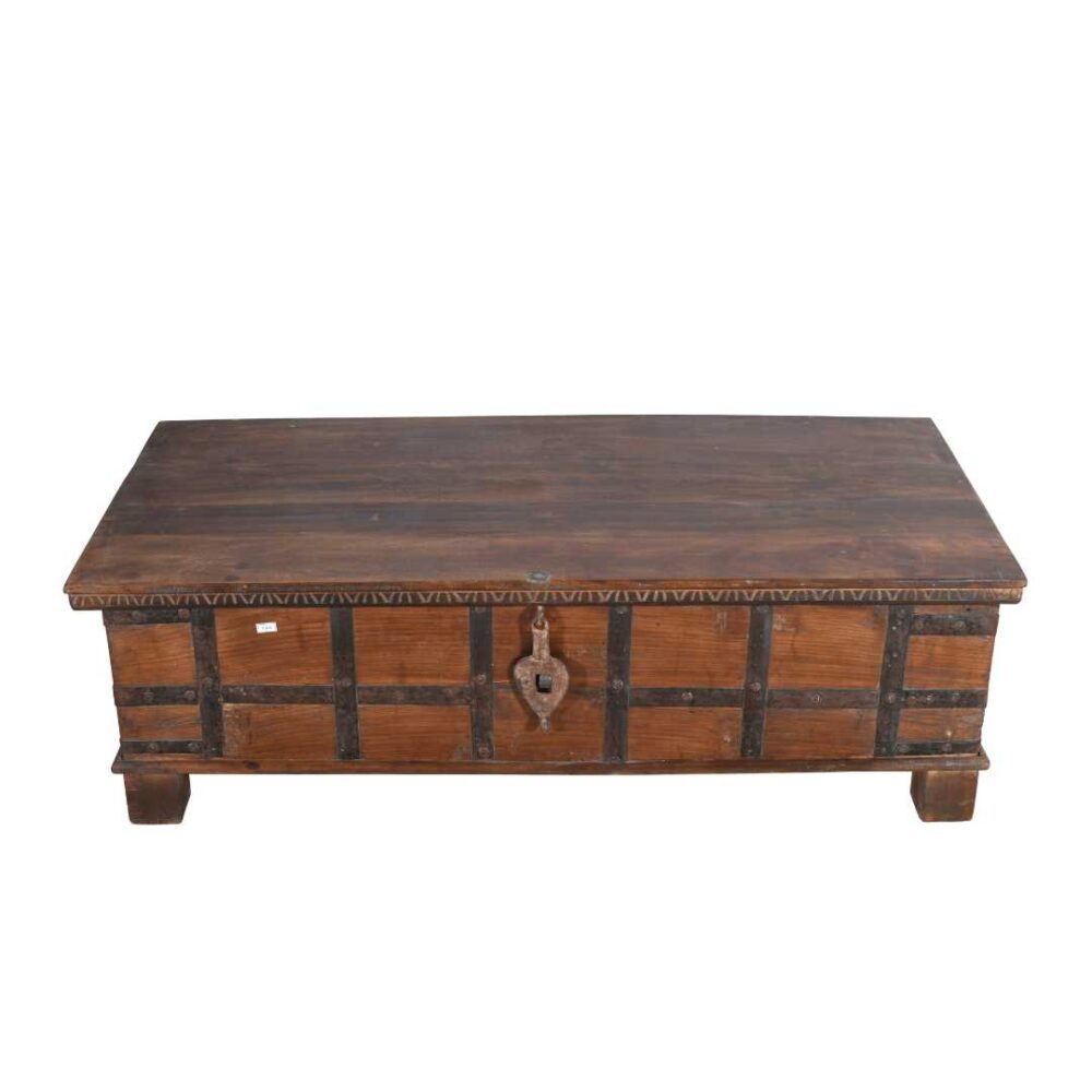Antique Surti Teak Wood Coffee Table Chest – 19th Century Gujarat - Image 5