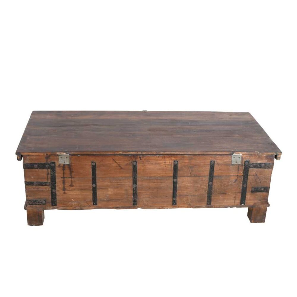 Antique Surti Teak Wood Coffee Table Chest – 19th Century Gujarat - Image 3