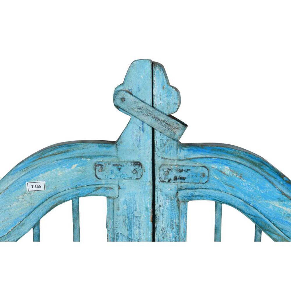 Turquoise Antique Indian Teak Wood Haveli Gates - 19th Century Architectural Salvage - Image 2
