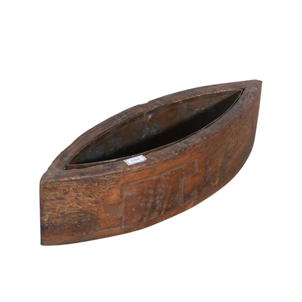 Vintage Indian Teak Wood Planter with Removable Iron Insert – 43cm