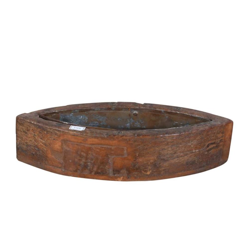 Vintage Indian Teak Wood Planter with Removable Iron Insert – 43cm - Image 2