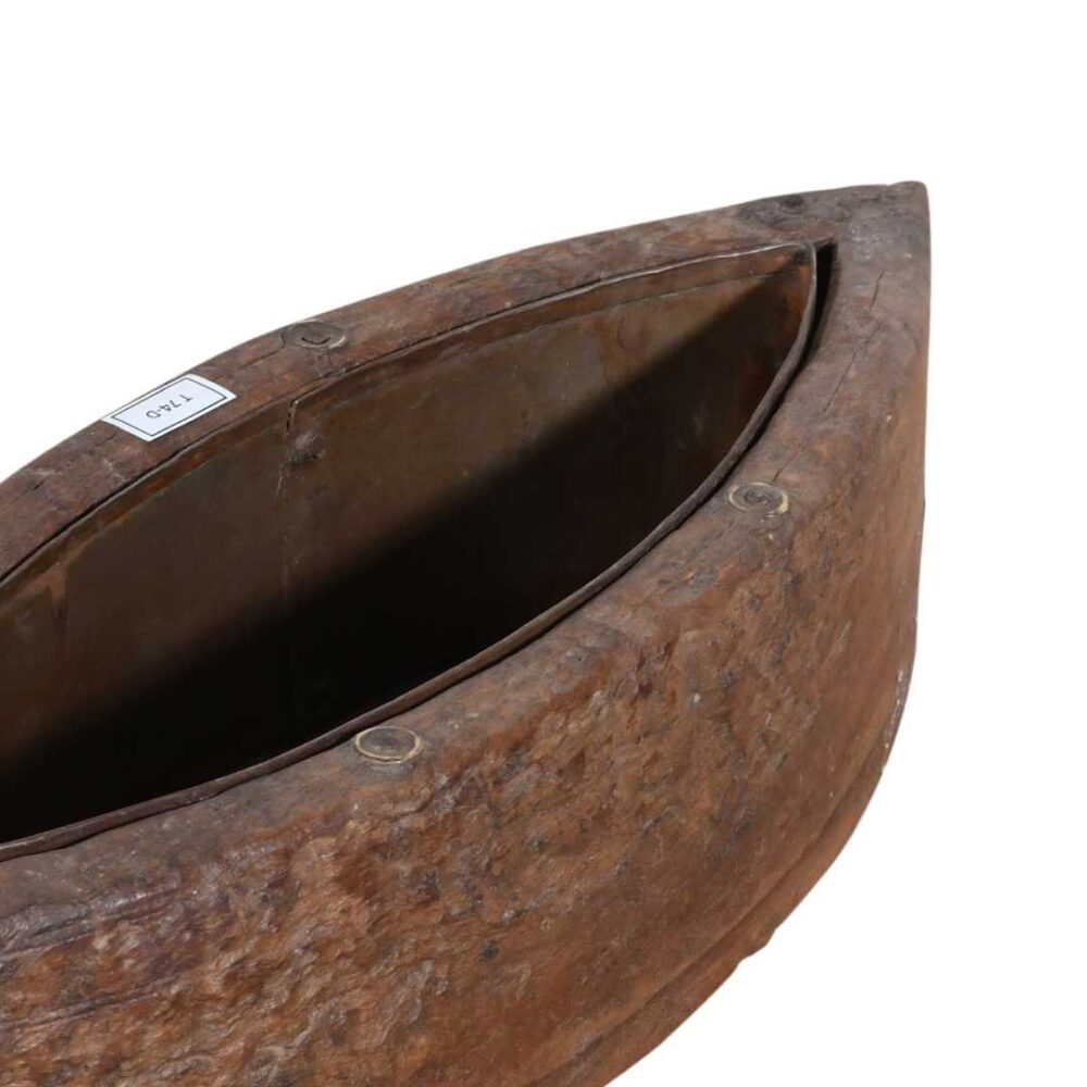 Vintage Indian Teak Wood Planter with Removable Iron Insert – 39cm - Image 3