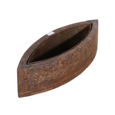 Vintage Indian Teak Wood Planter with Removable Iron Insert – 39cm