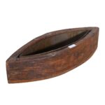 Vintage Indian Teak Wood Planter with Removable Iron Insert – 41cm
