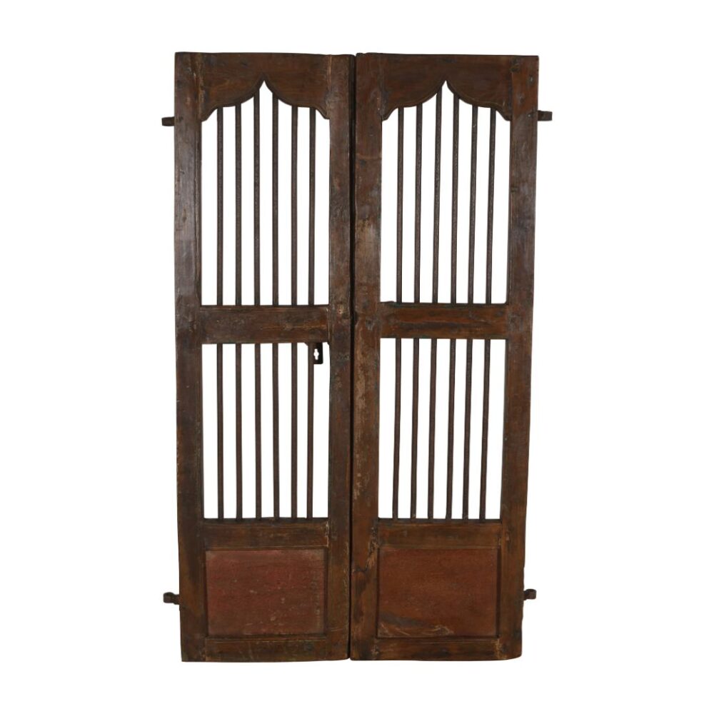 Antique Indian Teak Wood and Iron Jali Doors (164cm x 106cm) | c.1880-1900 - Image 3