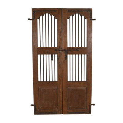 Antique Indian Teak Wood and Iron Jali Doors (170cm x 107cm) | c.1880-1900